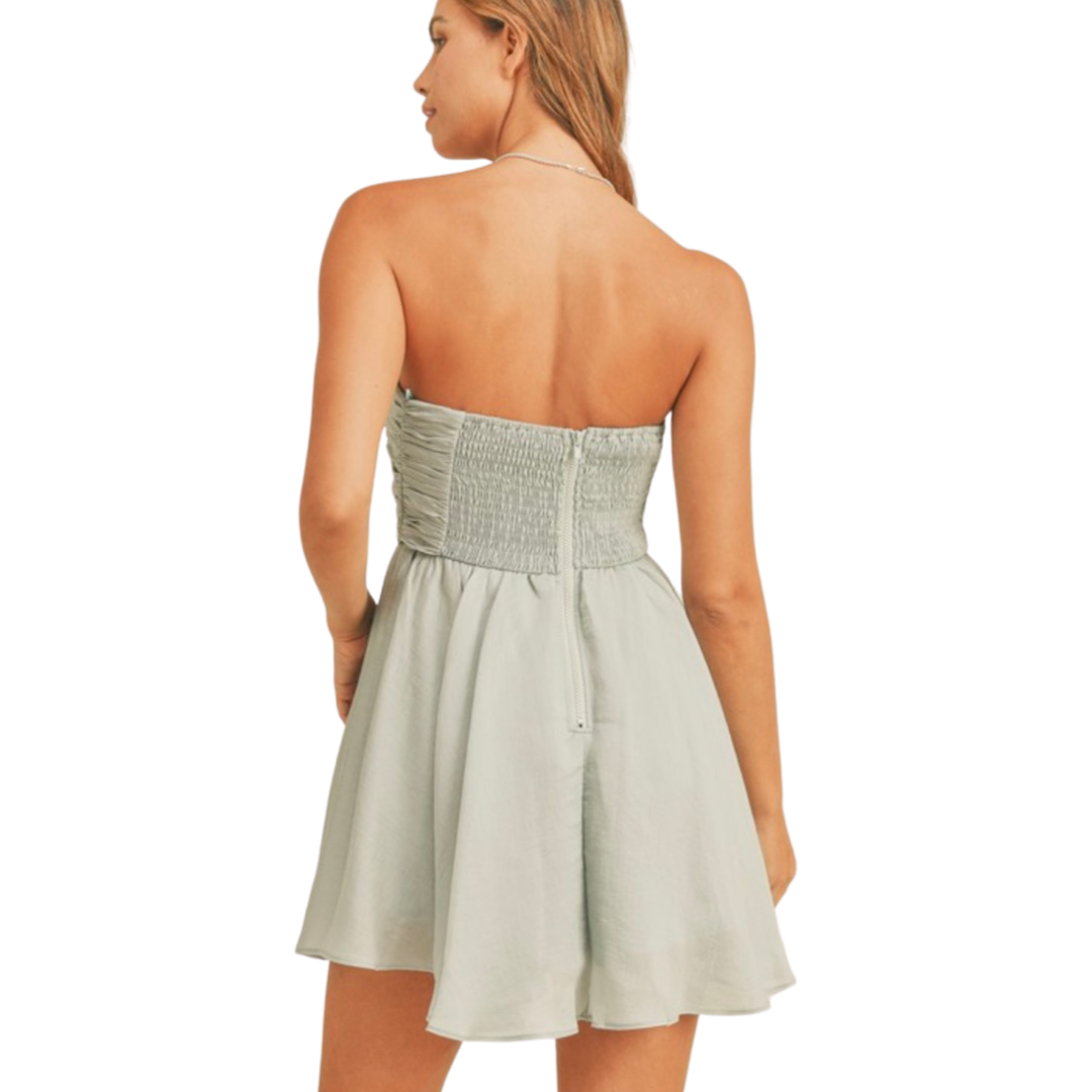 Apparel- Mabel Strapless Gathered Ruched Mini Dress