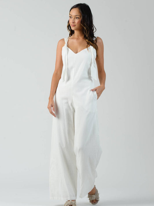 Apparel- Lucca Clover White Jumpsuit