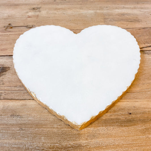 Marble Collection- Heart Shaped Marble Serving Board 9x8.5x5 White/Natural