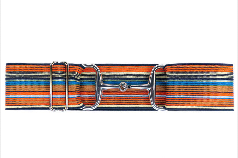Belts-  2” Montero Silver Snaffle Bit Elastic Belt