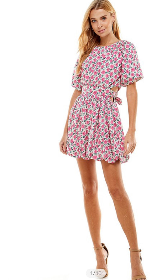 Apparel- TCEC Floral Print Cut Out Mini Dress
