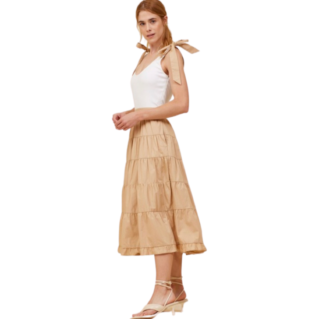 Apparel- Moodie Ribbed Contrast Midi Dress