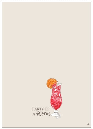 Bar Towels- Party Up A Storm Cream/Multi 20x28