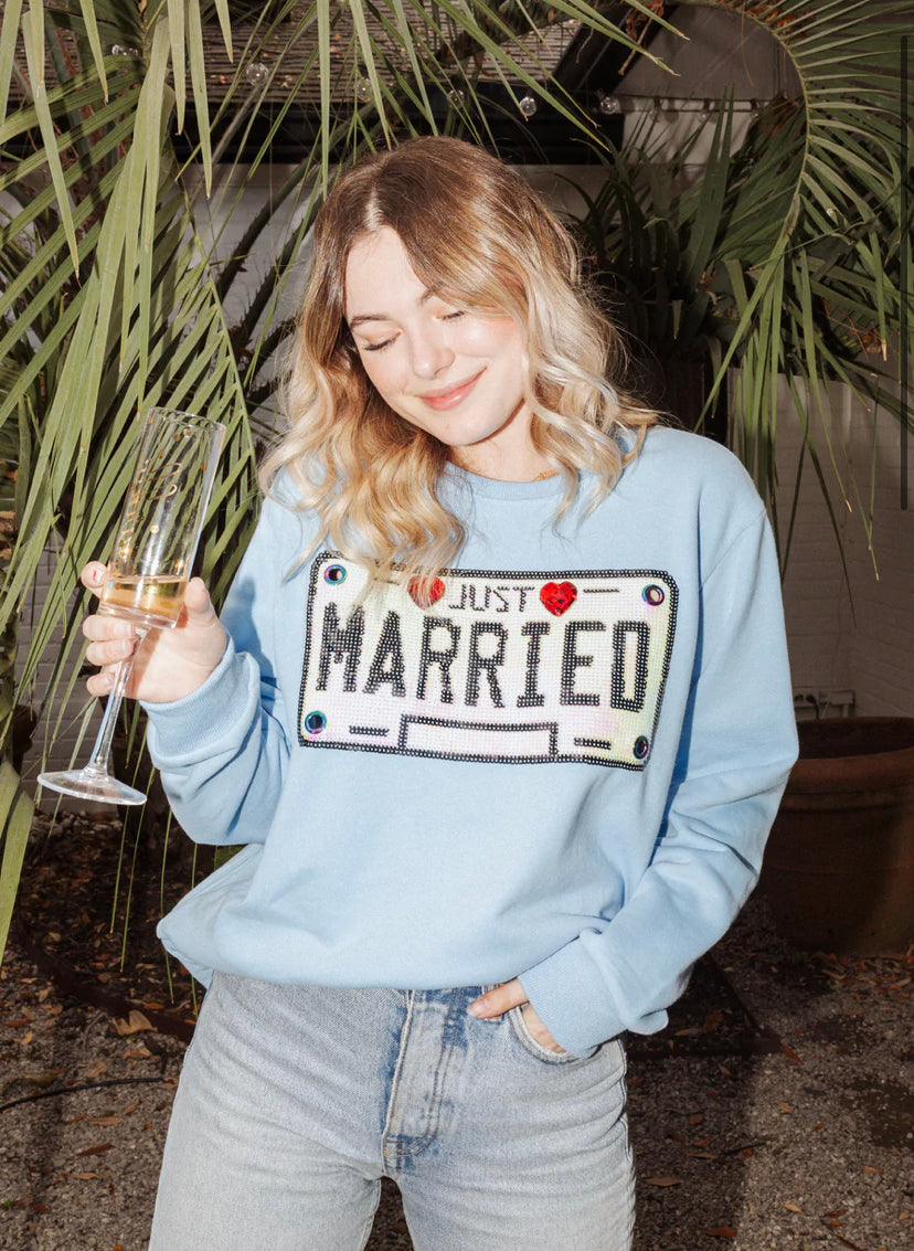 Apparel- Queen of Sparkles Just Married Sweatshirt