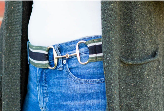 Belts- Melody 2” Gold Snaffle Bit Elastic Belt