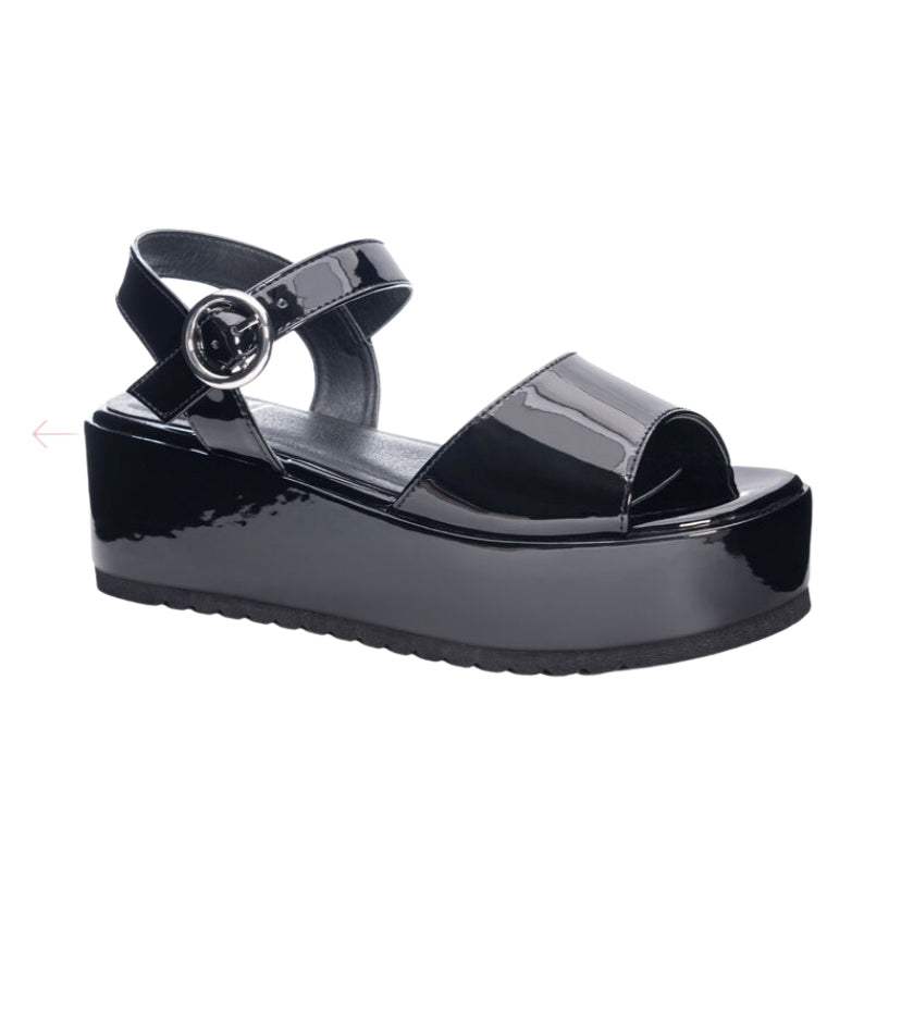 Shoes- Chinese Laundry Jump Out Sandal in Patent Black