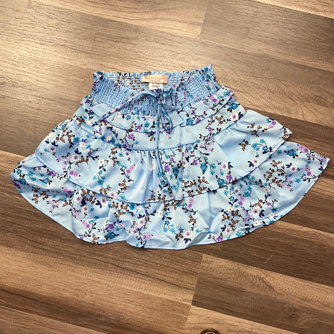 Girls- Tweenstyle by Stoopher Blue Floral Tank and Skirt Set