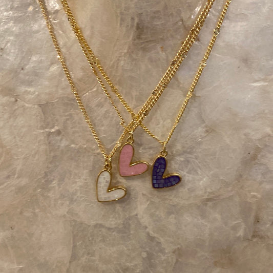 Necklaces- M&E Bling Dainty Opal Heart Necklace