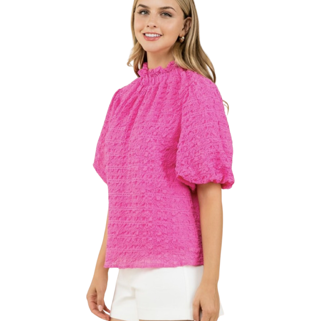 Apparel- THML Smocked Puff Sleeve Top