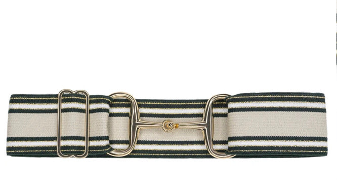 Belts- Quinn 2” Gold Snaffle Bit Elastic Belt