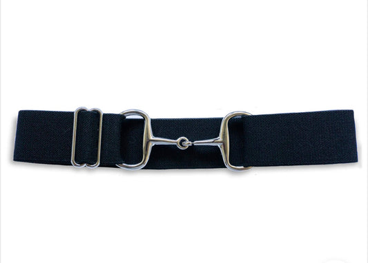 Belts-  1 1/2” Black Silver Snaffle Bit Elastic Belt