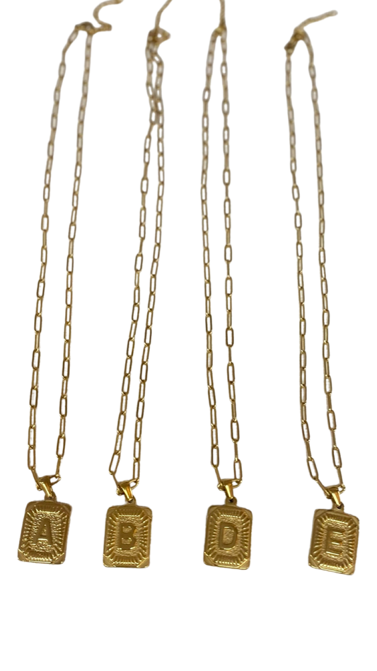 Necklaces- M&E Bling 18K Filled Initial Paper Clip Chain Necklace