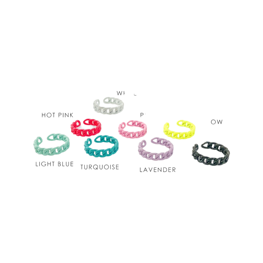 Rings- M&E Bling Enamel Curb Chain Ring