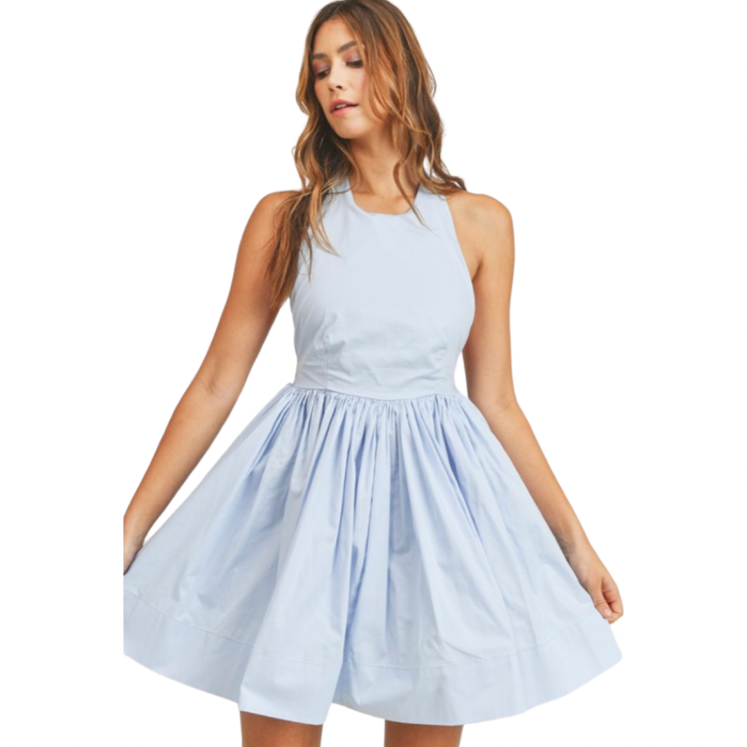 Apparel- Mable Cotton Open Back Mini Dress
