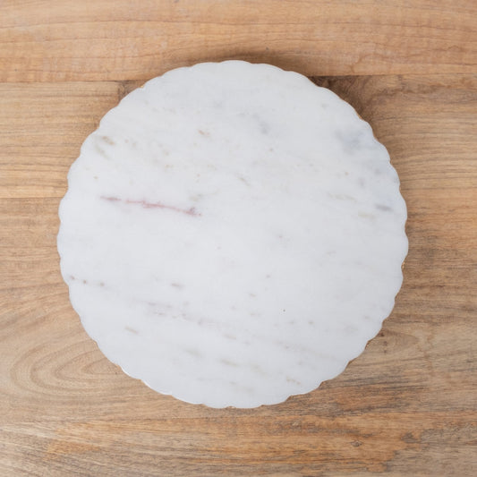 Marble Collection- Trivet Stand 10” White/Gold