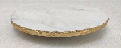 Marble Collection- Strasbourg Lazy Susan 12x1.5x12 White/Gold