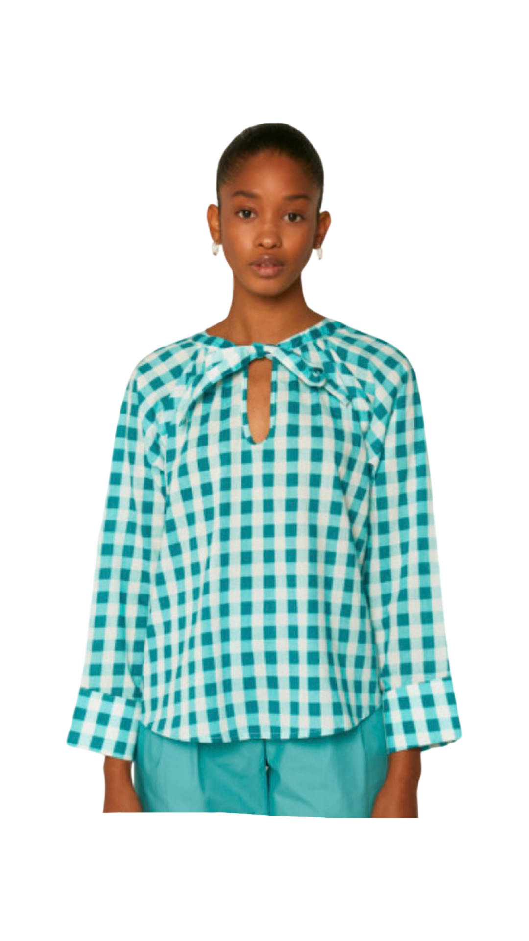 Apparel- Compania Fantastica Blue Gingham Long Sleeve Top