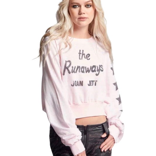 Apparel- Recycled Karma Joan Jett and the Runaways Cropped Sweatshirt Petal