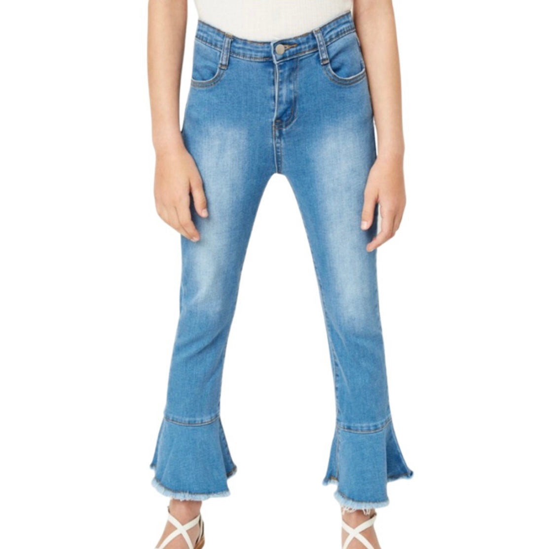 Girls- Hayden Girls Cropped Frill Flare Jeans
