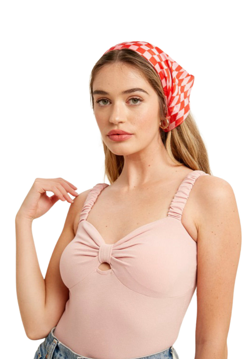 Apparel- Listicle Ribbon Sleeve Bodysuit Pink