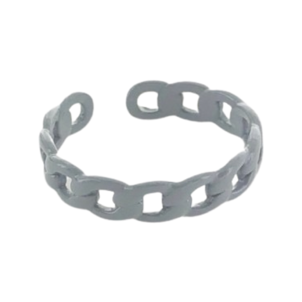 Rings- M&E Bling Enamel Thin Curb Chain Ring