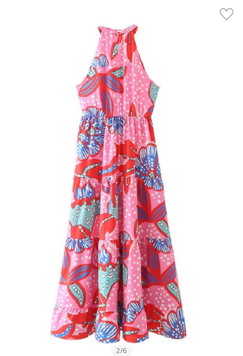 Apparel- M&E Asia Mix Floral Halter Dress