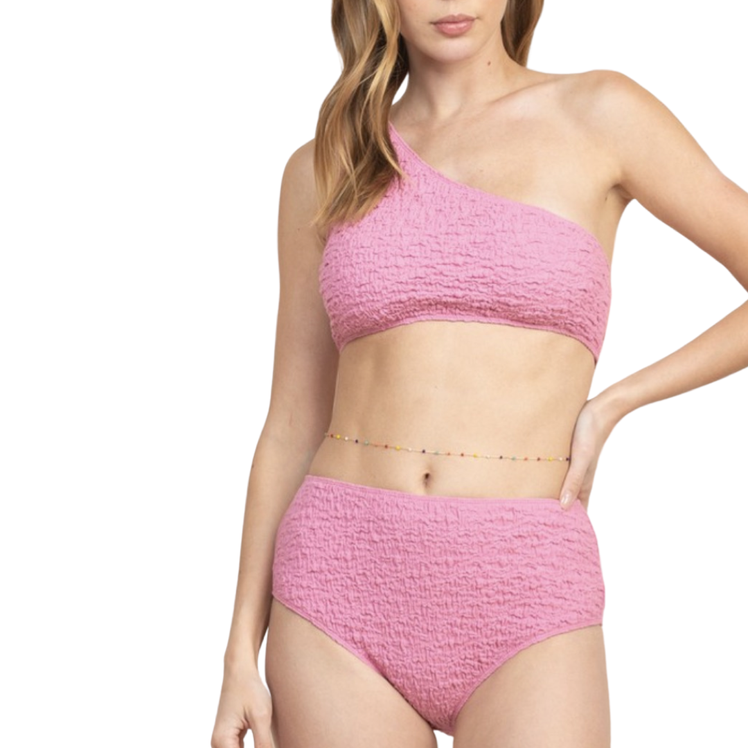 Swimwear - Et Clet Crinkled One Shoulder Bikini Swimsuit Set