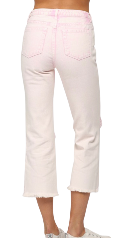 Apparel- Fate Denim Distressed Jeans Washed Pink.