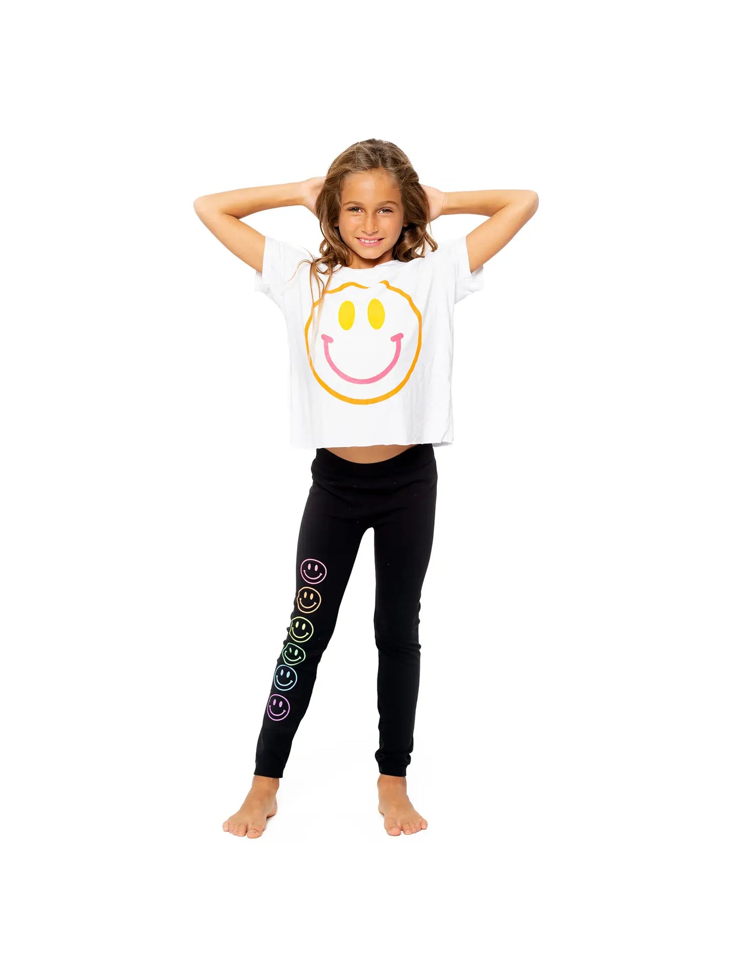 Girls- Malibu Sugar Graphic Tee Tri Color Smiley Face
