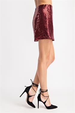 Apparel- Glam Sequin Mini Skirt Merlot