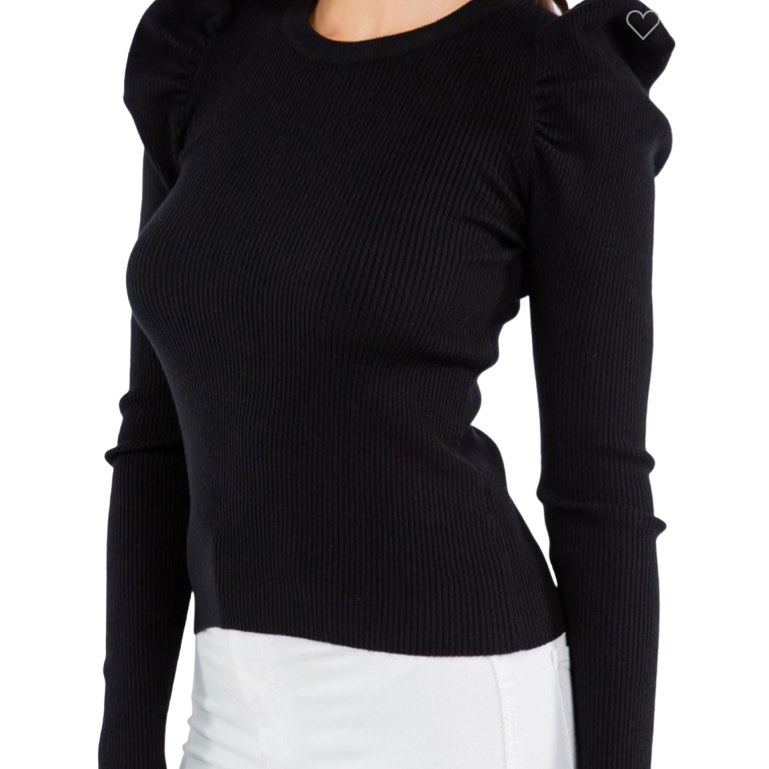 Apparel- Dreamers by Debut Fuzzy Puff Sleeve Sweater