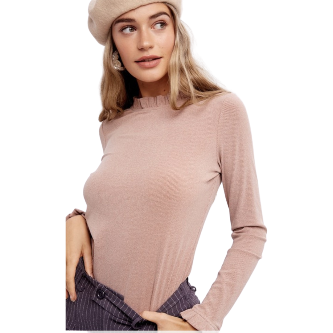 Apparel- Listicle Ribbed Ruffle Knit Top