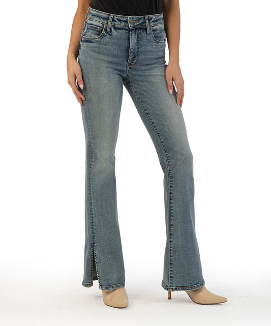 Apparel- Kut From The Kloth Ana High Rise Fab AB Flare with Side Slits Unconditional Wash
