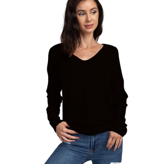 Apparel- Dreamers by Debut Ultra Soft V Neck Sweater Top
