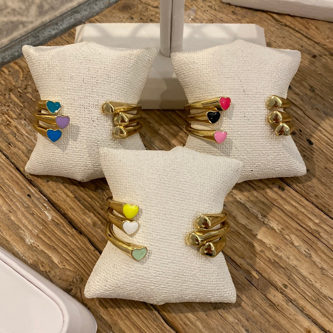 Bracelets- M&E Bling Open Cuff  Enamel and Gold Heart Bracelet