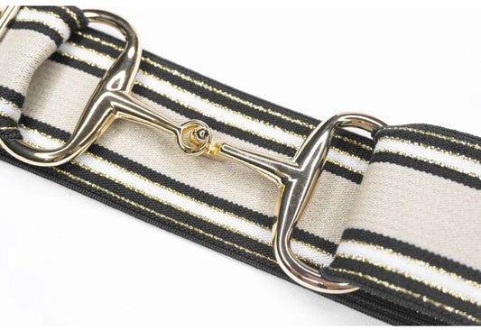 Belts- Karina 2” Gold Snaffle Bit Elastic Belt