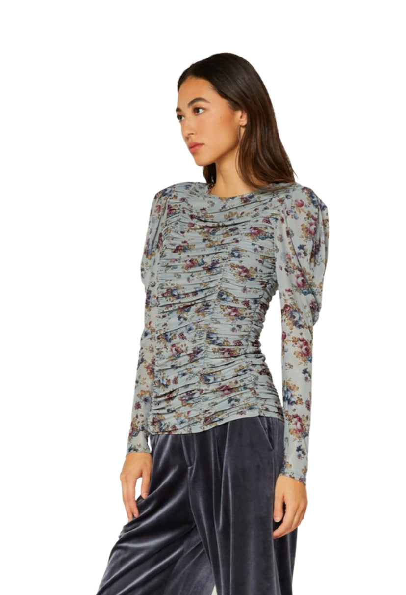Apparel- Current Air Floral Multi Ruched Top