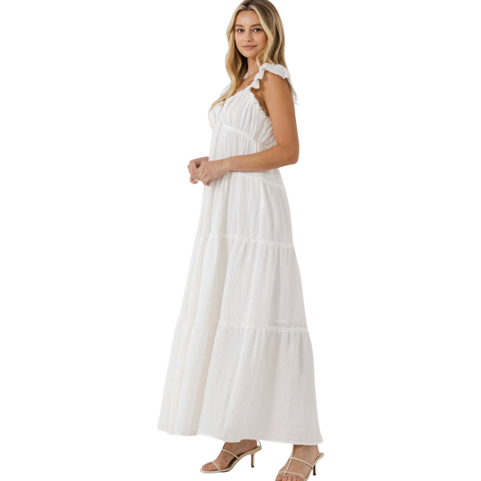 Apparel- Free the Roses Maxi Sweetheart with Raw Edge Detail