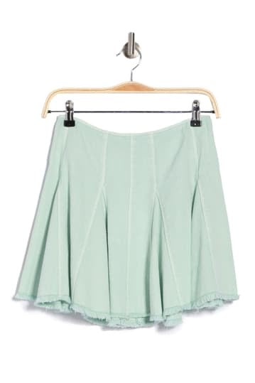 Apparel- Mustard Seed Frayed Hem Denim Skirt Mint