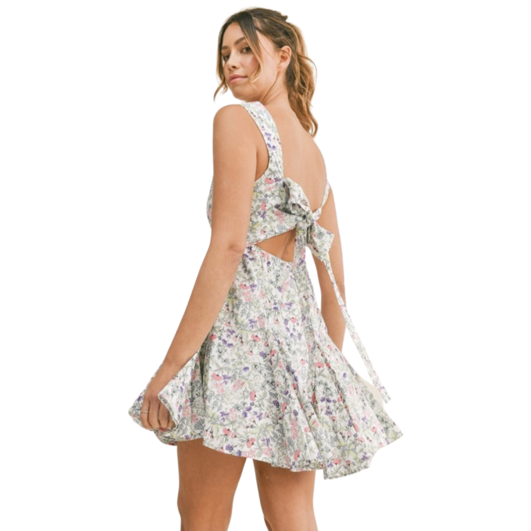 Apparel- Mabel Floral Square Neck Mini Dress