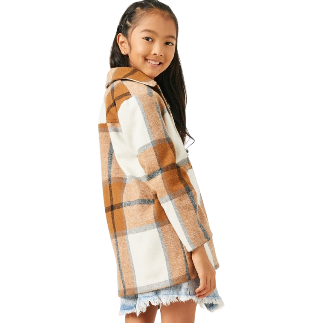 Girls- Hayden Girls Plaid Button Up Patch Pocket Jacket