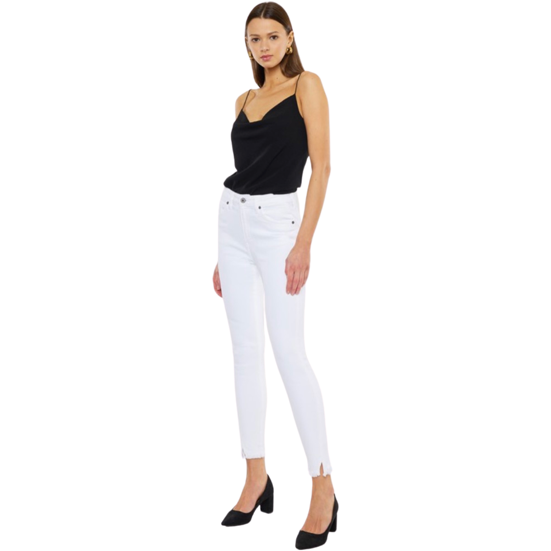 Apparel- Kan Can High Rise Ankle Moderate Skinny Jeans White