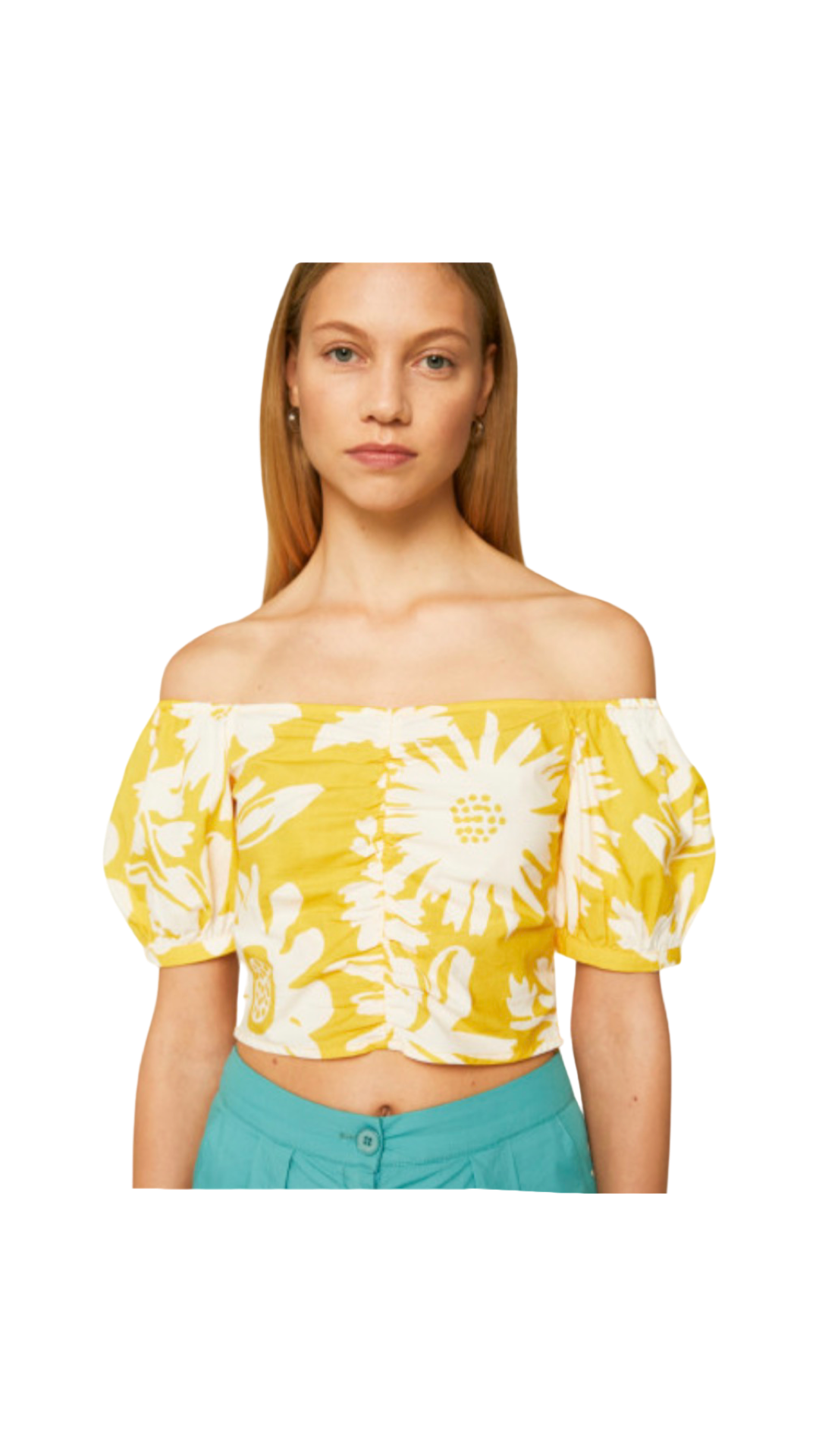 Apparel- Compania Fantastica Yellow and White Crop Top