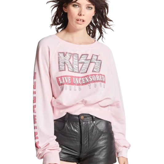 Apparel- Recycled Karma KISS Live Uncensored Crop Sweatshirt