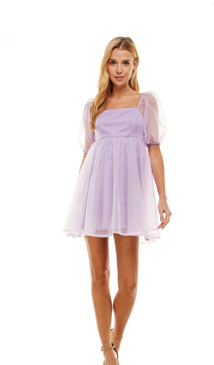 Apparel- TCEC Organza Baby Doll Dress Lavender