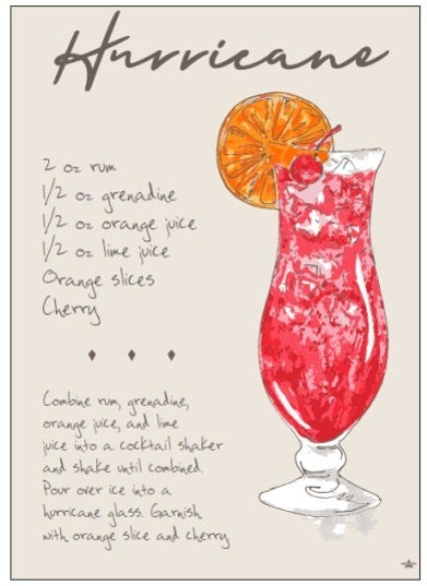 Bar Towels- Hurricane Recipe Cream/Multi 20x28
