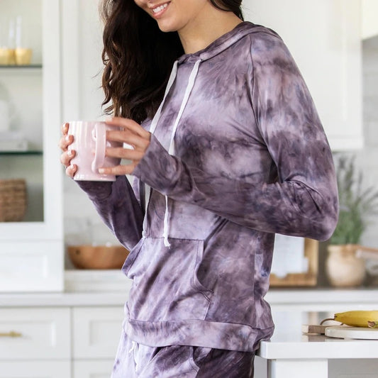 Apparel- Hello Mello Dyes The Limit Lounge Hoodie Purple