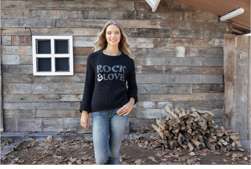 Apparel- Wooden Ships Rock and Love Crew Sweater