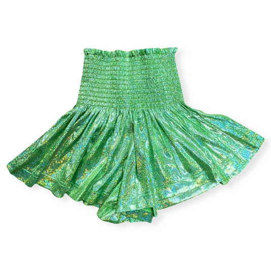 Girls- Queen of Sparkles Key Lime Green Pleat Swing Shorts