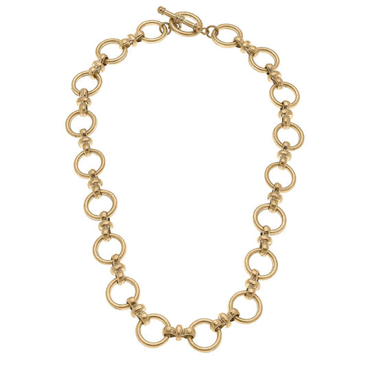 Necklaces- Canvas Lux Chain T Bar Necklace in Worn Gold